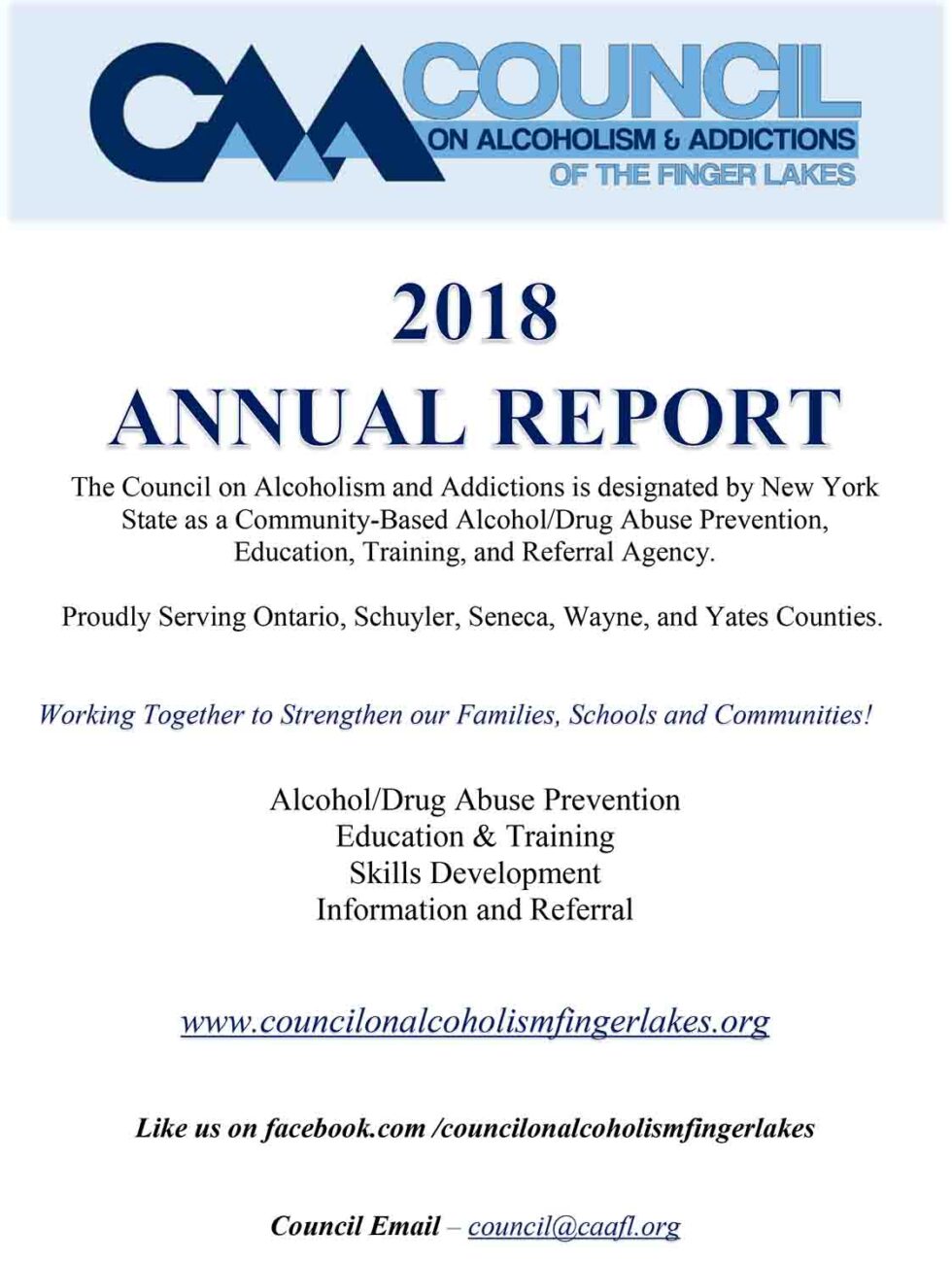 Annual Reports Council on Alcoholism & Addiction Finger Lakes Region